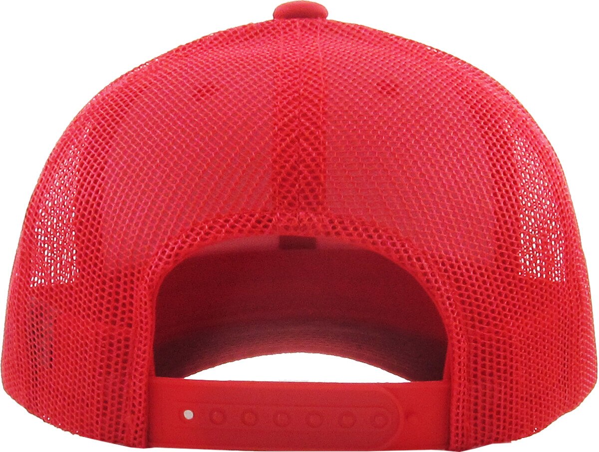 Red Classic 6 Panel Trucker Mesh Snapback Back View